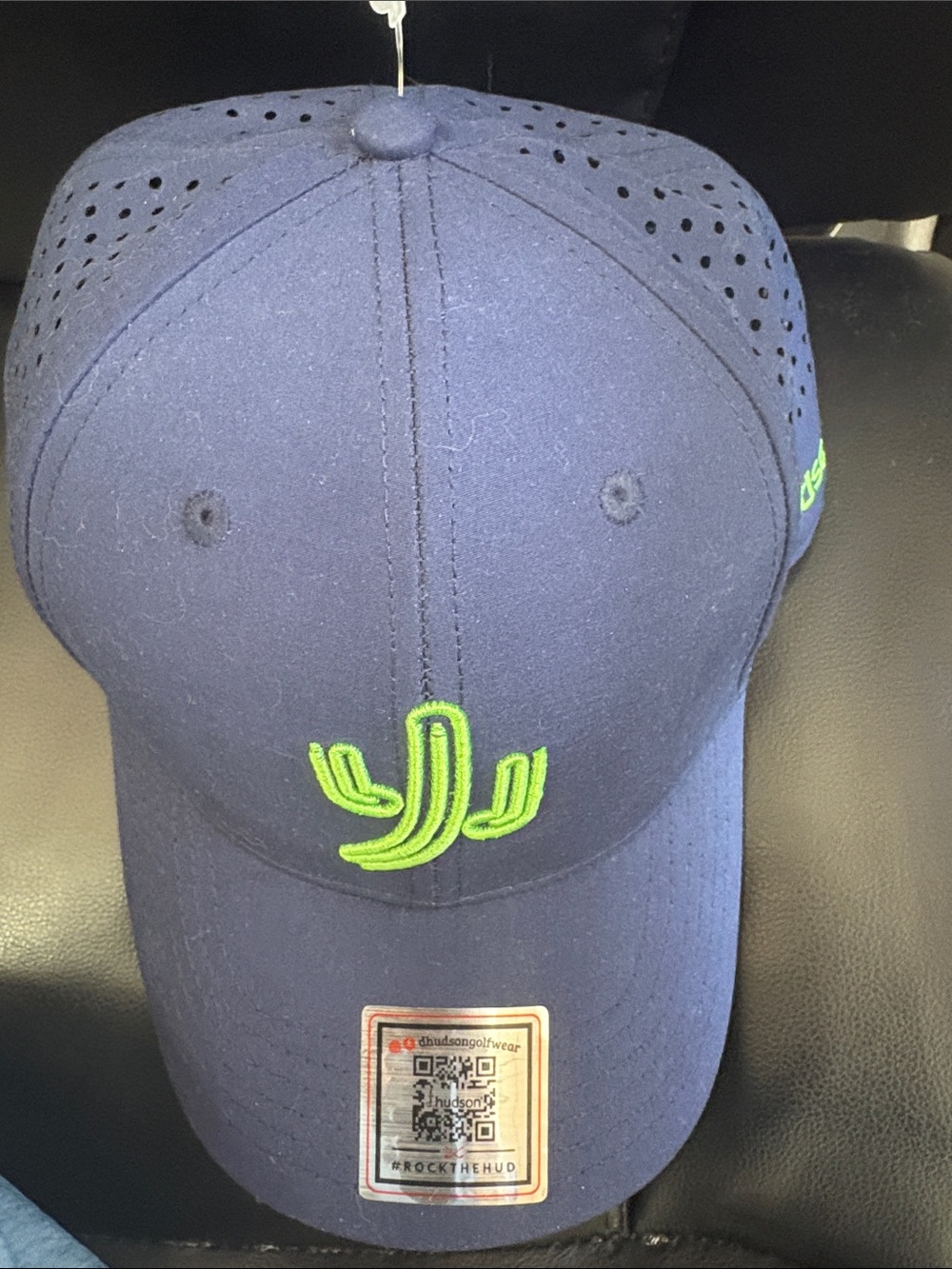 Hudson Jeans Navy Cap with Neon Green Cactus‎ Logo